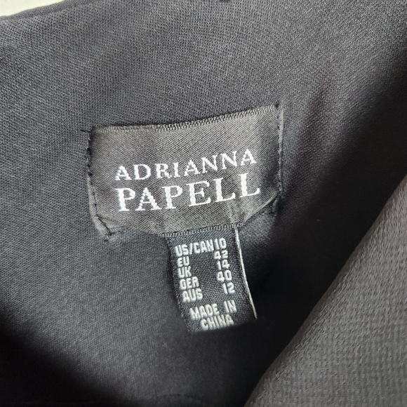 Adrianna Papell Black Ruffled Short Sleeve Zip Back Sheath Cocktail Dress Sz 10 - Picture 10 of 11